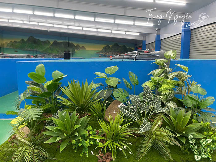 Cây giả xanh Setup nhà hàng Hải Sản
