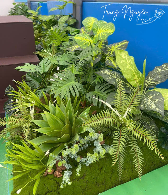 Cây giả xanh Setup nhà hàng Hải Sản