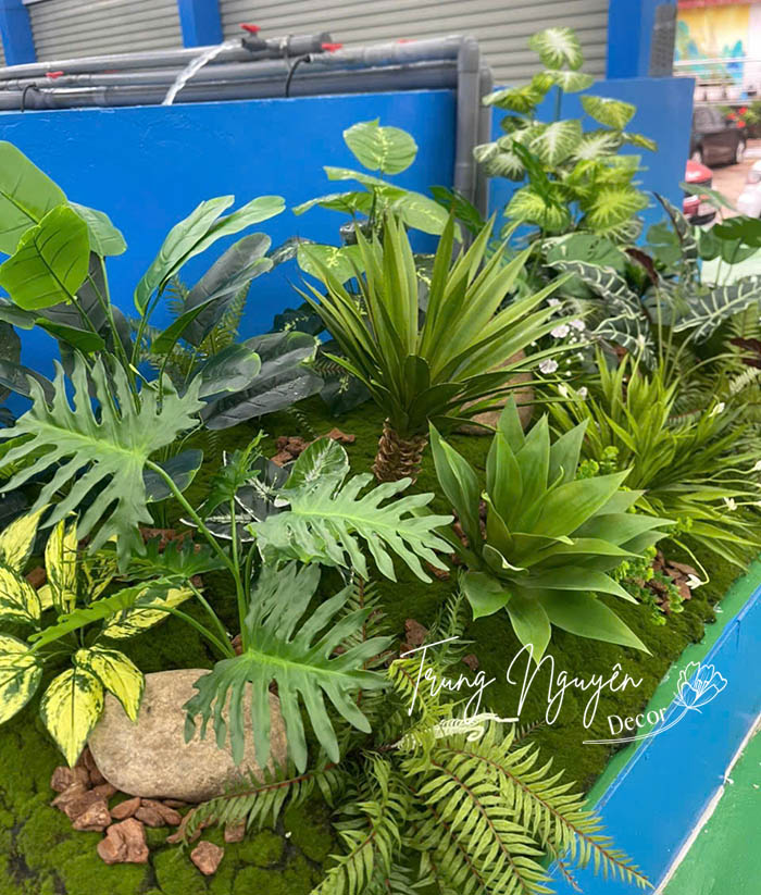 Cây giả xanh Setup nhà hàng Hải Sản