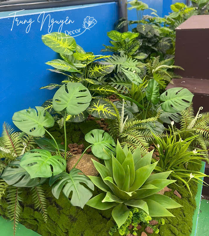 Cây giả xanh Setup nhà hàng Hải Sản