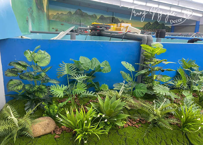 Cây giả xanh Setup nhà hàng Hải Sản