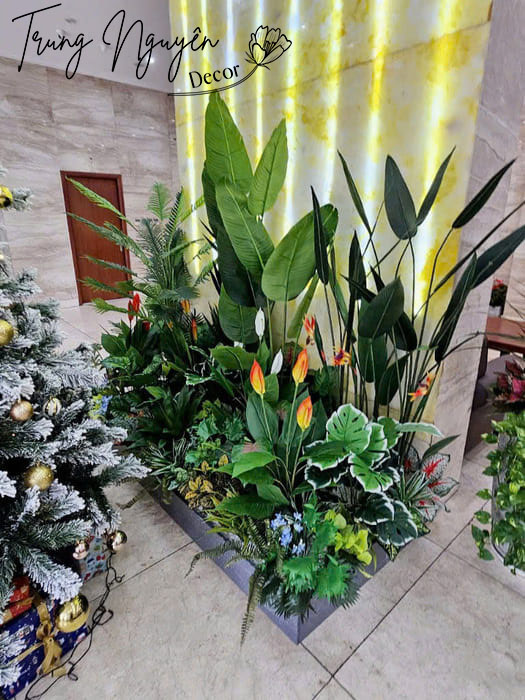 Thi công bồn cây giả Decor văn phòng khách sạn