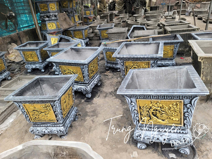 chậu xi măng Vuông 65cm x cao 65cm