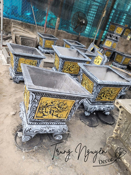 chậu xi măng Vuông 65cm x cao 65cm