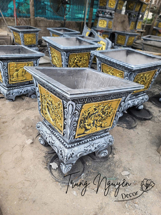chậu xi măng Vuông 65cm x cao 65cm