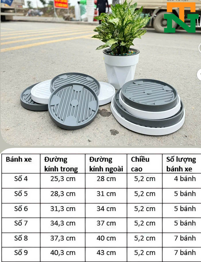 Giá sắt có bánh xe kê chậu Chữ nhật - Tròn