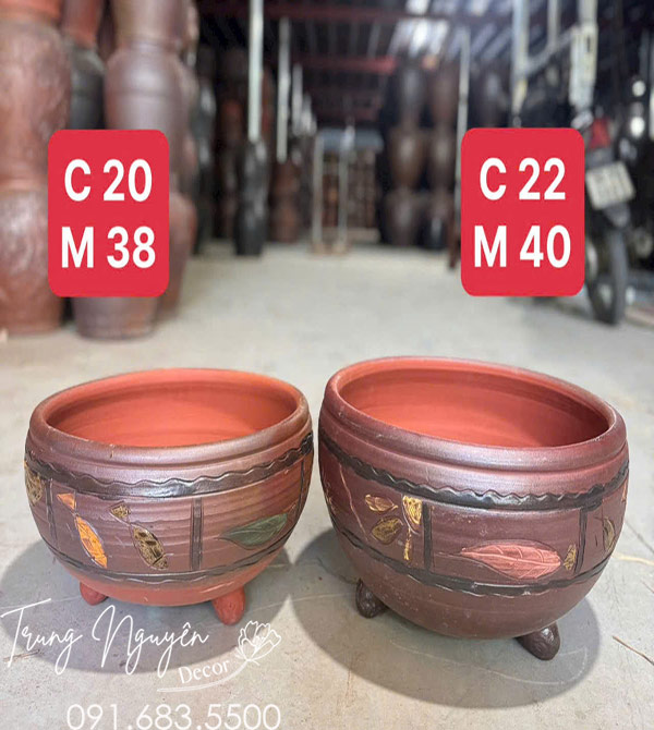Chậu Gốm Tròn Dẹt Thích Hợp Để Bàn Trà